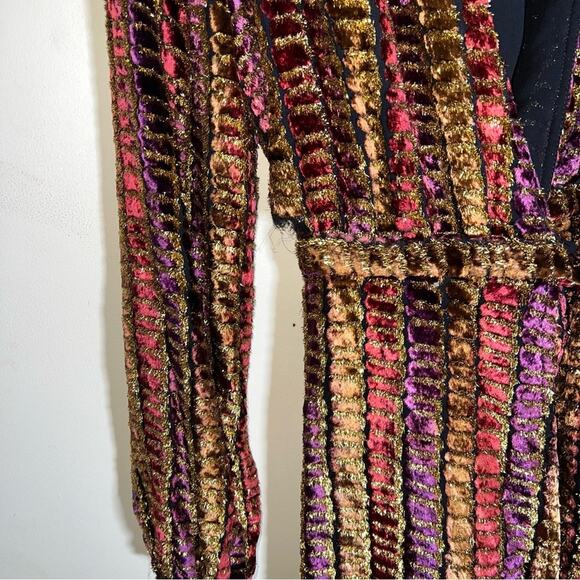 REVOLVE LPA Long Sleeve Dotty Gold Sparkling Multi Colored Wrap Dress 70 XS - Picture 9 of 11